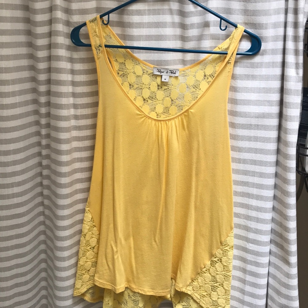 Anthropologie yellow crochet back